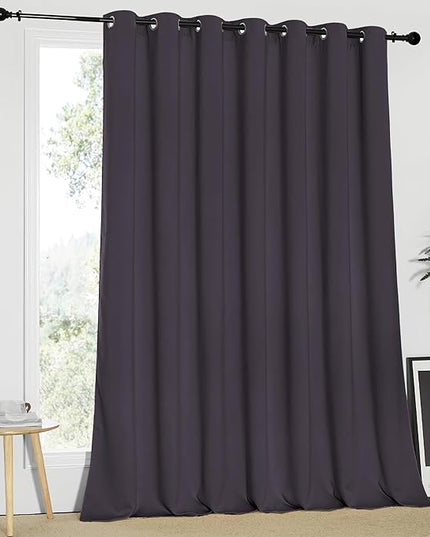 NICETOWN Blackout Patio Curtains 100 x 95 Inches Long for Sliding Door Extral Wide Blackout Curtain Panels Thermal Insulated Room Divider - Grommet Top, 100" W x 95" L, 1 Panel, Greyish Purple
