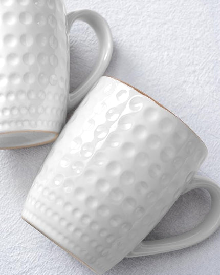 famiware Coffee Mugs Sets for 6, 12 oz Mug Set, Coffee Cups with Handle for Coffee, Tea, Cocoa and Milk, Microwave and Dishwasher Safe, White Circle