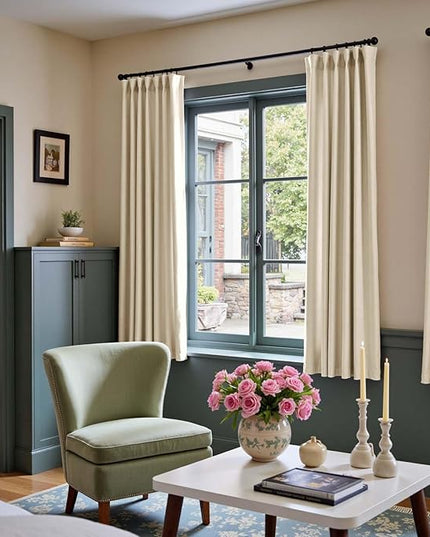 Lazzzy Velvet Blackout Curtains Thermal Insulated Room Window Drapes Super Soft Luxury Curtains for Living Room Bedroom Rod Pocket 2 Panels, Beige, 52" W x 72" L
