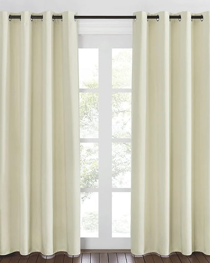 NICETOWN Blackout Living Room Curtain 84 inches Long - Thermal Insulated Grommet Room Darkening Window Treatment Sound Dampening Drape for Bedroom (Beige, W52 x L84, 1 Panel)