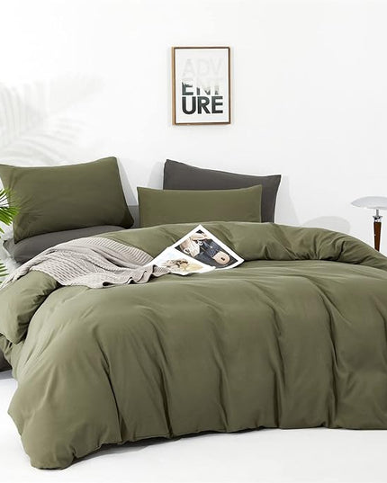Luxlovery Olive Green Comforter Set Twin Army Green Bedding Comforter Set Solid Green Blanket Quilts Modern Soft Breathable Minimalist Moder Dark Green Comforters Set
