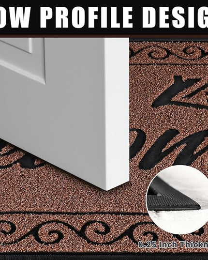 Yimobra Welcome Mat, Heavy Duty Sturdy Door Mats for Home Entrance Outdoor Indoor, Front Doormat for Outside Patio Floor Entry Porch Garage Office, Waterproof, Low Profile, 47 x 24, Maroon