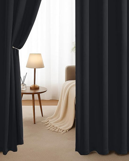 Simplebrand Halloween Black Out Curtains for Bedroom 72 Inches Long 2 Panels Set, Solid Thermal Insulated Privacy Room Darkening Window Curtains for Living Room, Soft Blackout Drapes, W50 x L72 Inch