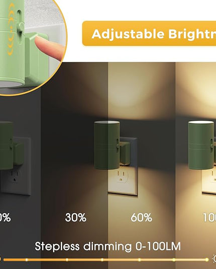 L LOHAS LED Night Light, Modern Night Lights Plug into Wall, 2 Pack Dusk to Dawn Sensor Nightlights, 3000K 0-100LM Adjustable Brightness, Dimmable Night Lights for Hallway Bedroom Stairway