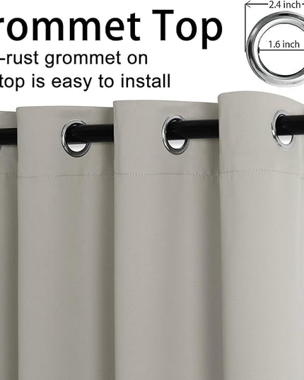 JIUZHEN Blackout Curtains with Tiebacks-Thermal Insulated and Light Blocking,2 Panels, 42 x 45 Inch,Silver Grey