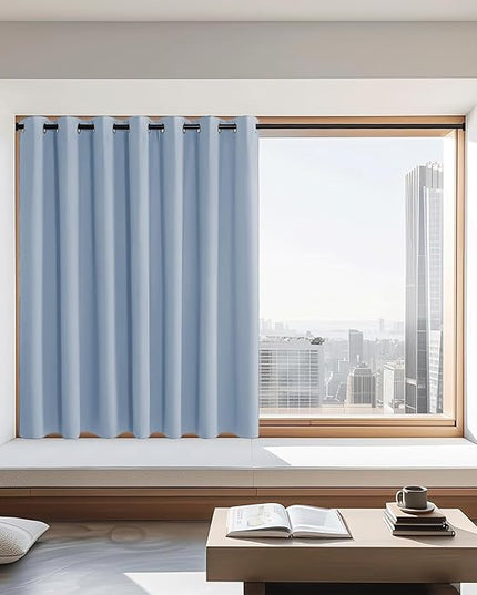 NICETOWN Blackout Curtains 72 inches Long, Grommet Privacy Window Treatment Thermal Insulated Room Darkening Sliding Glass Door Drape for Bedroom Living Room, 1 Panel, W100 x L72, Vintage Blue