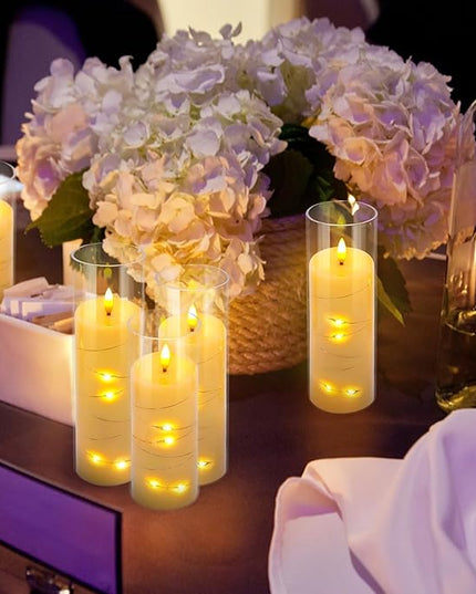 24 Pack Christmas Decoration Flickering Flameless Candles,Battery Operated Candles,LED String Lights LED Candles for New Year, Home Decor, Parties,Wedding(D2.2 xH 5" 6" 7") (Ivory)