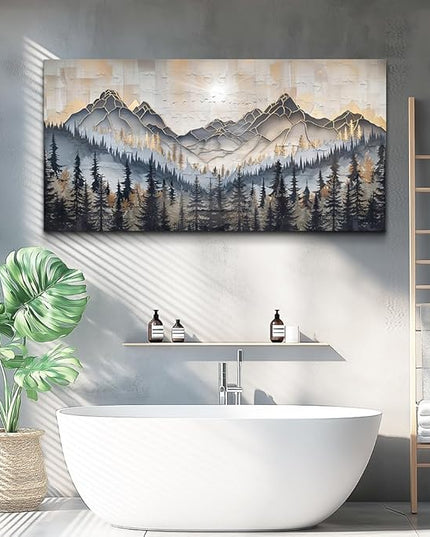 PHAOHUAXM Large Canvas Wall Art For Bedroom Large Wall Decor For Living Room Dining Room Modern Office Abstract Ink-Wash Landscape Mountain Wall Pictures Artworks Home Decor Ready To Hang 24"X48"