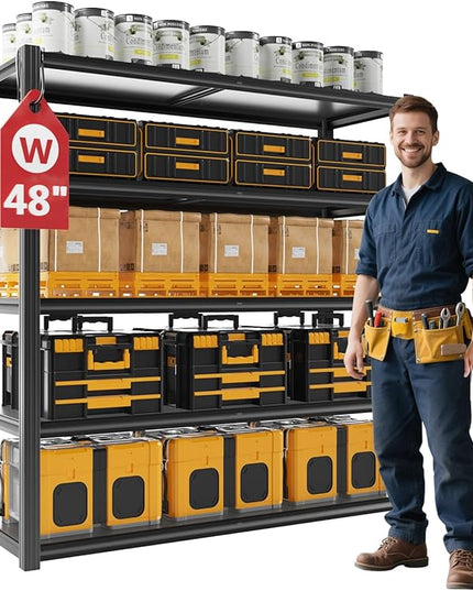 48" W Garage Shelving Heavy Duty 3030Lbs Storage Shelf 5 Tier Adjustable Shelving Units Metal Garage Storage Shelves for Basement, Commercial, Warehouse, Industrial, 72" H x 48" W x 24" D,