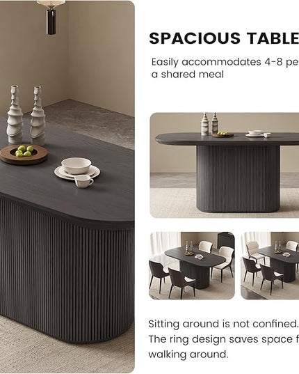 Guyii 62.99" Oval Dining Table Set with 4 Chairs, Modern Kitchen Table Set, Indoor Rectangular Dining Room Table for Kitchen, Bar, Living Room, Home, Black