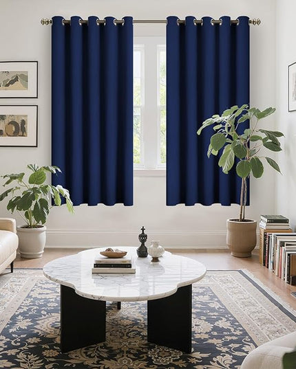 YoungsTex Blackout Curtains for Bedroom - Thermal Insulated with Grommet Top 70 Inches Width Room Darkening Curtain Drapes for Living Room, 2 Panels, 70 x 63 Inch, Navy
