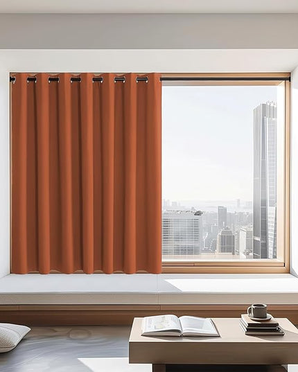 NICETOWN Burnt Orange Blackout Curtains 72 inches Long, Grommet Privacy Window Treatment Thermal Insulated Room Darkening Sliding Glass Door Drape for Bedroom Living Room, 1 Panel, W100 x L72