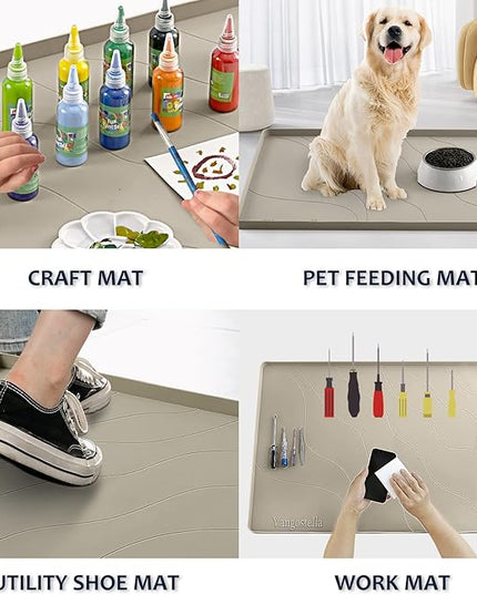 Heavy Duty Silicone Under Sink Mats for Kitchen Waterproof 22" x 22", Extra Thick Under Sink Rubber Mat Drip Tray, Raised Edge Under Sink Liner,Prevent Drips, Leaks, Spills,Brown