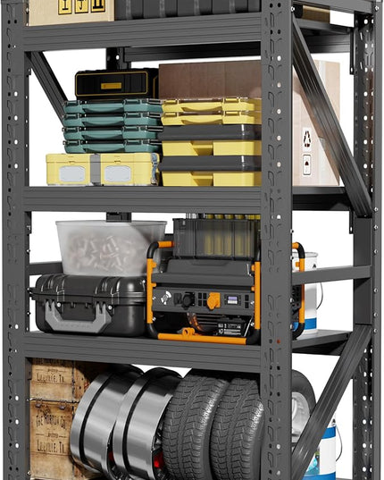48" W Garage Shelving,4-Tier Heavy Duty Storage Shelves Unit with Adjustable Metal Shelf for Warehouse,Basement,Workshop,4200LBS,48" W x 24" D x 79" H,Black