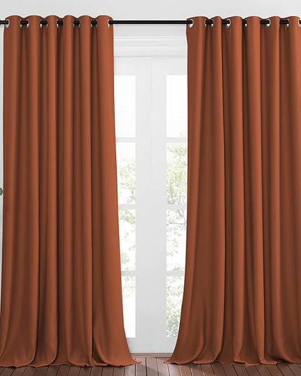 NICETOWN Blackout Curtain Panels 95" L - Window Treatment Energy Saving Thermal Insulated Solid Grommet Blackout Drapes for Living Room (Burnt Orange, 1 Pair, 80 by 95-Inch)