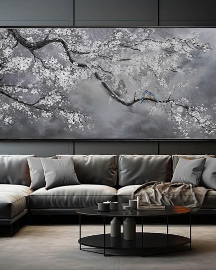 Artexist Flower Canvas Wall Art Black and White Wall Poster Scenery Wall Decor 36"x70" Print Pictures for Dining Room Area Bedroom Artwork