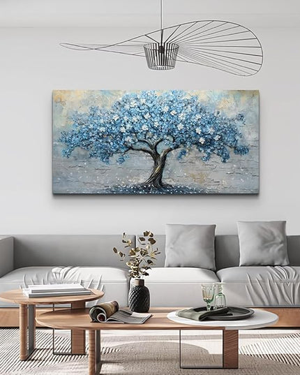 Wapluam Living Room Vintage Wall Art Large Canvas Wall Decor Art For Bedroom Office Decorations Blue Tree Wall Paintings Abstract Wall Pictures Artwork Ready To Hang Modern Farmhouse Home Wall Decor