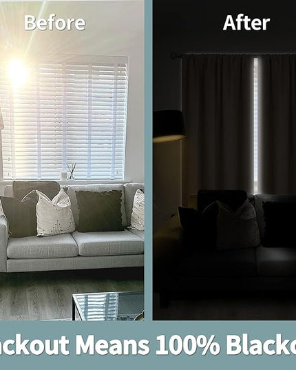 BGment Beige Blackout Curtains for Living Room 84 Inch Length 2 Panels Set, Full Room Darkening Thermal Insulated Soundproof Curtains for Bedroom with Rod Pocket, Each Panel 55 Inch Wide