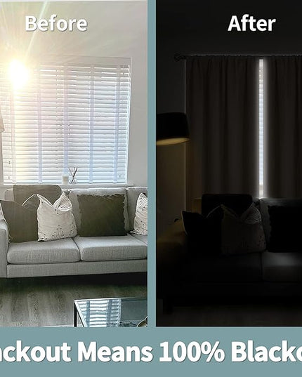 BGment Full Blackout Curtains for Living Room 72 Inch Length 2 Panels Set, Thermal Insulated Room Darkening Soundproof Window Curtains for Bedroom with Rod Pocket, Each Panel 55 Inch Wide, Beige