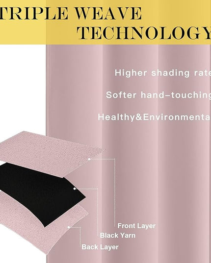 NICETOWN Baby Pink Curtains for Nursery, Sliding Glass Door Grommet Thermal Insulated Blackout Curtain Room Divider Sound Reducing Window Treatment for Kids Room/Bedroom, 1 Panel, W100 x L84