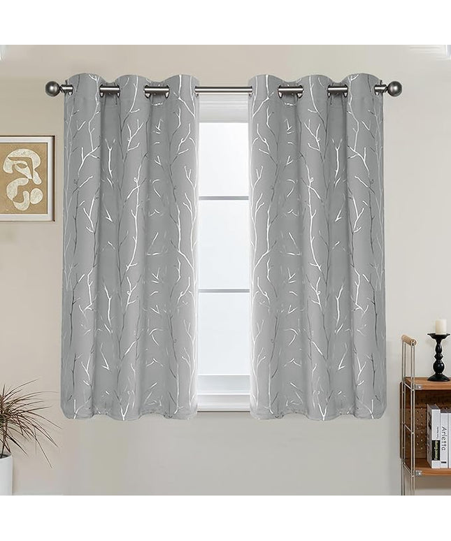 BUHUA Short Curtains 36 inches Long, Black Out RV Bunk Panels, Kitchen Window Curtains Over Sink, Thermal Insulating Blackout Drapes for Small Window (2 Panels, Silver Grey, 38 inches Wide)