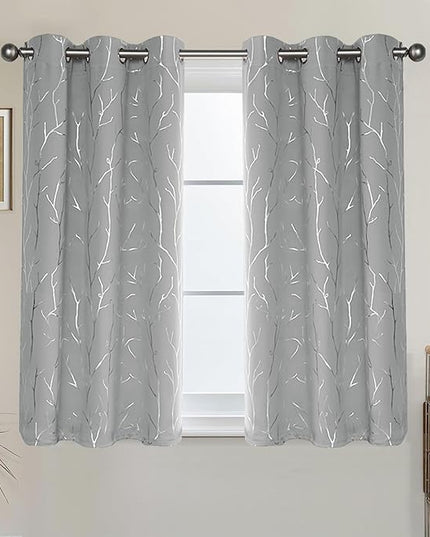 BUHUA Short Curtains 30 inches Long, Black Out RV Bunk Panels, Kitchen Window Curtains Over Sink, Thermal Insulating Blackout Drapes for Small Window (2 Panels, Silver Grey, 38 inches Wide)