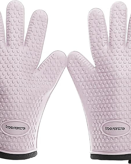 KITCHEN PERFECTION S Silicone Smoker Oven Gloves for Women -Extreme Heat Resistant BBQ Gloves -Handle Hot Food Right on Your Grill Fryer |Waterproof Oven Mitts Cooking Gloves |Superior Set+3 Bonuses
