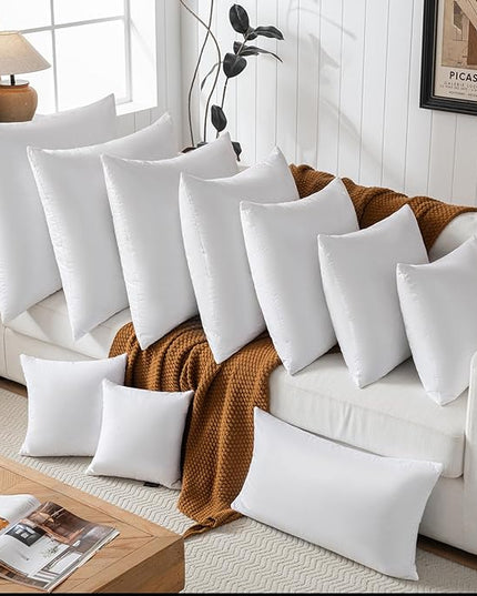 18x18 Decorative Throw Pillow Inserts-Down Feather Pillow Inserts-Square-Cotton Fabric-Set of 2-White.