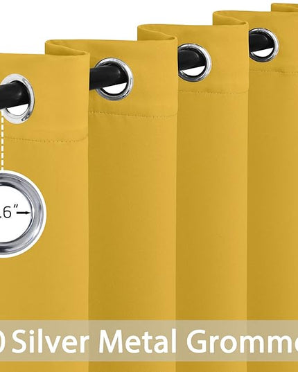 Yakamok Blackout Curtains Room Darkening Thermal Insulated with Grommet Window Curtain for Bedroom/Living Room(62Wx84L inch, Mustard Yellow, 2 Panels)