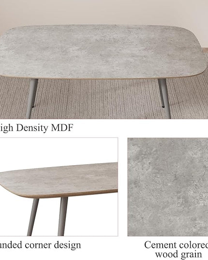 47.2'' Dining Table Set for 4,Modern Wood Dining Table,Leather Dining Chairs 4,Table and Chairs Set of 4,Ideal for Kitchen Dining Room (Gray Table + 4 Gray Chairs, 47.2")