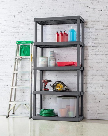 Sterilite Heavy-Duty Shelving Storage Rack for Home and Garage, Gray - Multipurpose Plastic Organizer Shelves for Smart Organization, 1-Pack, 5 Shelf