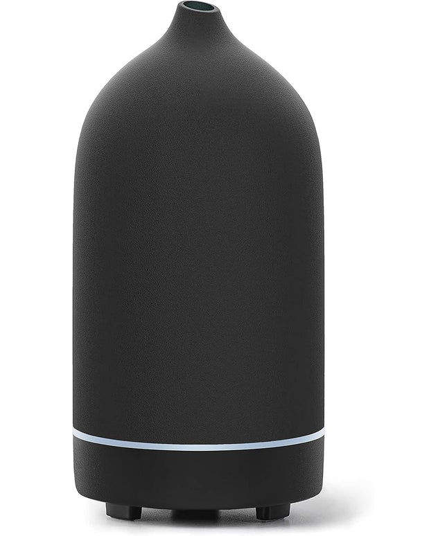 Essential Oil Diffuser,Handcrafted Ceramic Diffuser for Home,Ultrasonic Cool Mist Air Diffuser, 9 Colors Night Light with Timer (Black)