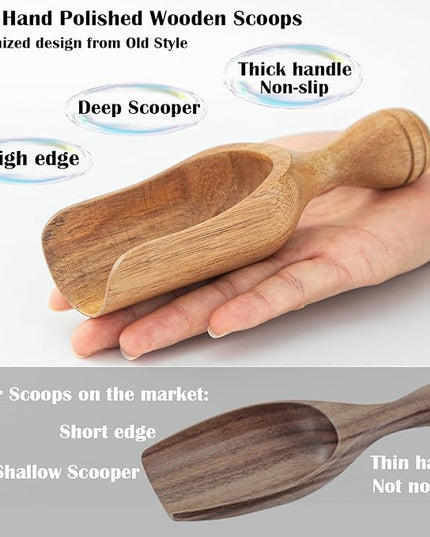 Big Coffee Scoops Shovel,Large Ground Coffee Scoop 2PCS Large Wooden Scoops for Jars 5.9″ Acacia Measuring Spoons for Coffee, Kitchen Scoop for Tea,Coffee, Powder, Bath Salts,Laundry -Multifunctional