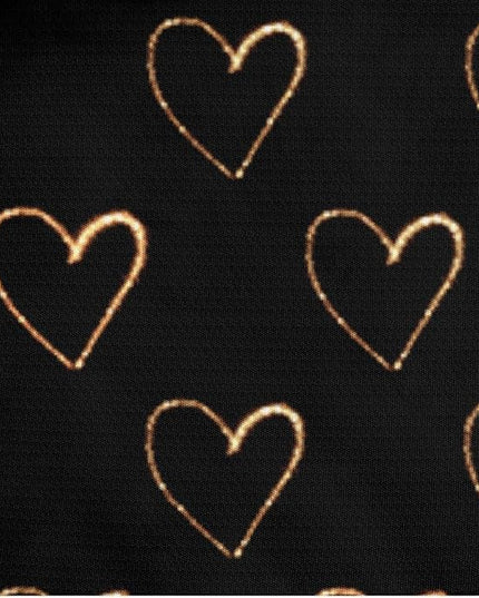 King Size Golden Hearts Duvet Cover with Pillowcases Gold Glitter Bed Set Black Bedding Comforter Cover for Gilrs Bedroom