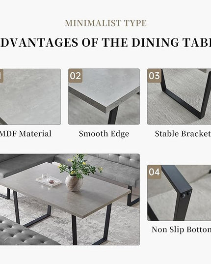 5 Piece Dining Table Set, 42.9 Inch Modern Kitchen Dining Table and Leather Dining Chairs for Kitchen Dining Room (Table + 4 White Chairs)