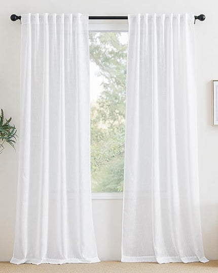 NICETOWN White Sheer Curtains 84 inches Long - Pinch Pleated Rod Pocket & Back Tab Airy & Lightweight Elegant Window Covering with Light Filtering for Bedroom/Living Room (2 Panels, W42 x L84)