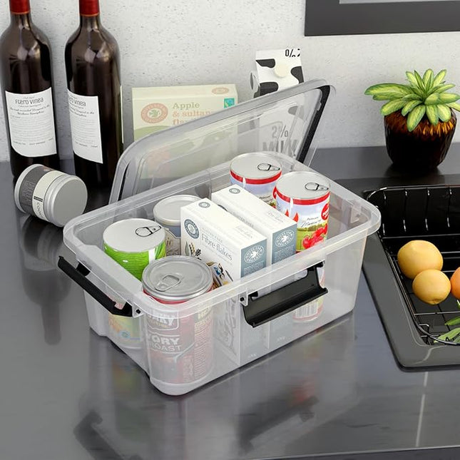 10 Quart Airtight Storage Tote pack of 6, Clear Latching Storage Box