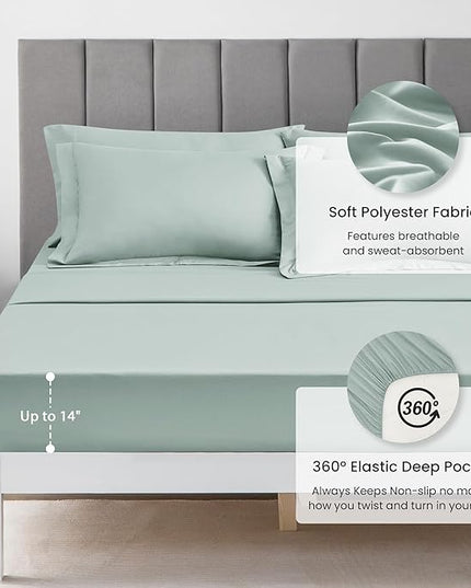 Love's cabin Queen Comforter Set Aqua, 7 Pieces Queen Bed in a Bag, All Season Bedding Sets with 1 Comforter, 1 Flat Sheet, 1 Fitted Sheet, 2 Pillowcase and 2 Pillow Sham