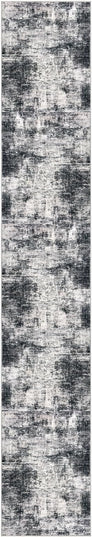 IOHOUZE Abstract Runner Rug 3x16 Ft Long Washable Runners for Hallways, Non Slip Kitchen Runner Printed Faux Wool Entryway Runner Indoor, Modern Abstract Floor Carpet for Hall Stair, Black Grey