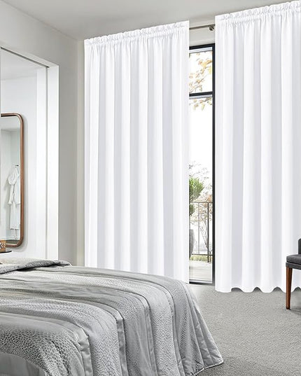 DWCN White Curtains for Living Room Thermal Insulated, 50% Light Blocking Curtains for Bedroom, Dining Room Window, W 70x L 84 Inch, Set of 2 Rod Pocket Curtain Panels