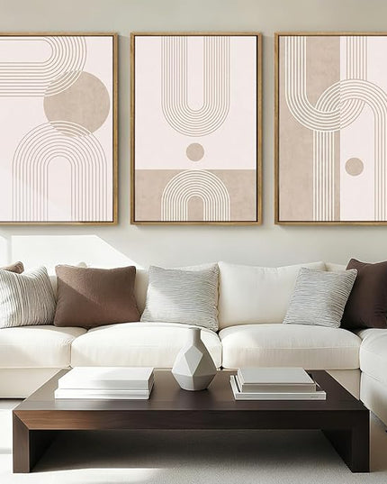 ANHUIB Neutral Wall Art Modern Boho Wall Decor Abstract Line Artwork 16x24 Inch Set of 3 for Living Room Bedroom Dining Room
