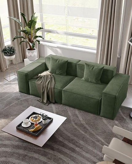 POVISON 83" Modular Sectional Sofa for Living Room Modern Large Sectional Couches Velvet Loveseat Oversized Deep Seat Sofa Set 2 Seater Big Comfy Cloud Couch for House Office