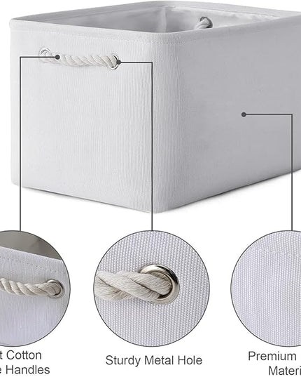 TheWarmHome Storage Basket for Shelves - 15.8x11.8x11.8 inch 3 Pack Fabric Storage Cubes, Collapsible Storage Bin for Organizing Organizer Closet Book Gift Dog(White)
