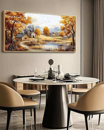Wood Farmed Large Wall Decor For Living Room Canvas Wall Art For Office Modern Wall Decorations For Bedroom Autumn Forest Landscape Painting Farmhouse Pictures Artwork Room Home Decor 24x48 In