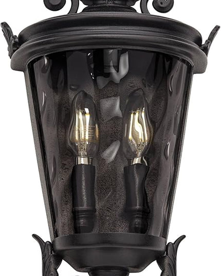John Timberland Casa Marseille European Outdoor Wall Light Fixture Textured Black Scroll 17" Clear Hammered Glass for Exterior House Porch Patio Outside Deck Garage Yard Front Door Garden Home