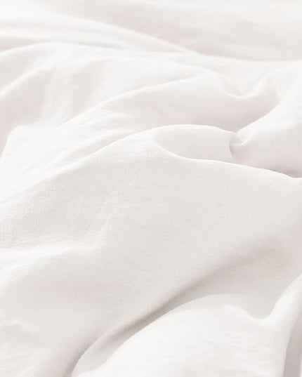 WRENSONGE Twin Comforter Set- 5 Pieces White Twin Bed in a Bag, All Season Twin XL Bedding Sets with 1 Fitted Sheet, 1 Flat Sheet, 1 Pillow Sham and 1 Pillowcase
