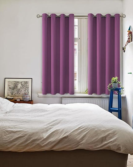 BGment Room Darkening Curtains 45 Inches Long - Grommet Thermal Insulated Drapes Window Treatment Curtains for Bedroom, 2 Panels, 52 x 45 Inch, Eggplant Purple