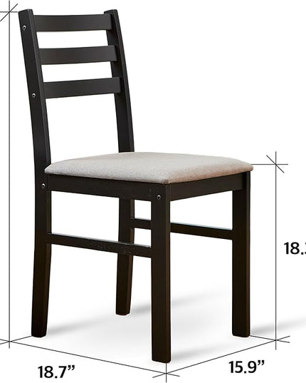 Livinia Seattle 5-Piece Wooden Dining Table Set for 4, Modern Farmhouse Kitchen Dining Room Set with Solid Wood Ladder Back Chairs for Small Space (Black)