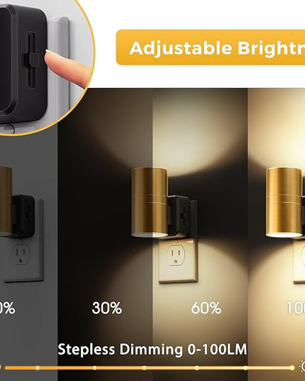 L LOHAS LED Night Light,Dimmable Night Lights Plug into Wall, 2 Pack Automatic Nightlight with Light Sensor, 3000K Soft White 0-100LM Modern Nightlight for Kids Bedroom Hallway