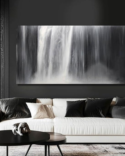 Black Wall Art White Wall Decor Waterfall Wall Pictures Abstract Wall Art Room Decor Canvas Poster Photos for Bedroom Living Room 24"x48"
